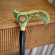 Wooden Walking Stick Cane – Celtic Style Hand Painted Tree of Life