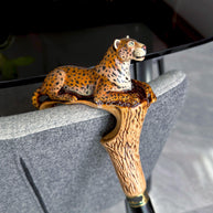 Hand-Painted Leopard Wooden Cane Walking Stick: Stylish Wild nature style, bigcat Design