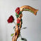Hand painted Walking cane Red Rose Flower - wood carved Walking Stick, gift for women, mom, grandma - GCArtis - Luxe Hand Painted Canes - Wood, Wooden