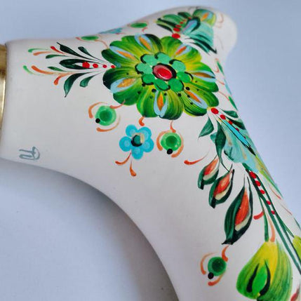 Classic Hand-painted walking stick - Emerald Melogy - pretty flower Wooden cane for women Ladies with comfortable light derby handle