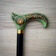 Wooden Walking Stick Cane – Celtic Style Hand Painted Tree of Life
