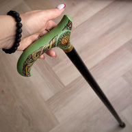 Wooden Walking Stick Cane – Celtic Style Hand Painted Tree of Life