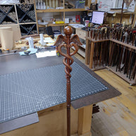 Hand Carved Caduceus Walking Stick: Ash Wood Knob Handle Cane - GCArtis - Walking Stick Staff - wood, wooden, solid wood, hard wood