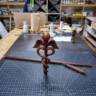 Hand Carved Caduceus Walking Stick: Ash Wood Knob Handle Cane - GCArtis - Walking Stick Staff - wood, wooden, solid wood, hard wood