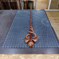 Hand Carved Caduceus Walking Stick: Ash Wood Knob Handle Cane - GCArtis - Walking Stick Staff - wood, wooden, solid wood, hard wood