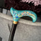 Classic Hand-painted walking stick - Peacock bird - wooden cane for Ladies with comfortable light derby handle - GCArtis - Classic Wooden Canes - Bronze, wood