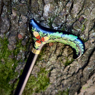 Hand Painted Walking Stick with Oak Acorns - Stylish black wooden Cane - GCArtis - Classic Wooden Canes - Bronze, wood