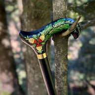 Hand Painted Walking Stick with Oak Acorns - Stylish black wooden Cane - GCArtis - Classic Wooden Canes - Bronze, wood