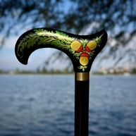 Hand Painted Walking Stick with Oak Acorns - Stylish black wooden Cane - GCArtis - Classic Wooden Canes - Bronze, wood