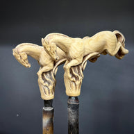 Galloping Champagne Dapple Gray Horse - Wooden Walking Cane Hand-Painted - GCArtis - Lux Hand Painted Canes - 