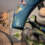 Classic Hand-painted walking stick - Peacock bird - wooden cane for Ladies with comfortable light derby handle - GCArtis - Classic Wooden Canes - Bronze, wood