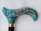 Classic Hand-painted walking stick - Peacock bird - wooden cane for Ladies with comfortable light derby handle - GCArtis - Classic Wooden Canes - Bronze, wood