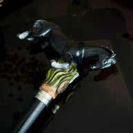 Hand Carved Horse Walking Cane – Black Painted Ash Wood Hiking Stick - GCArtis - Luxe Hand Painted Canes - wood, wooden, solid wood, hard wood, metal