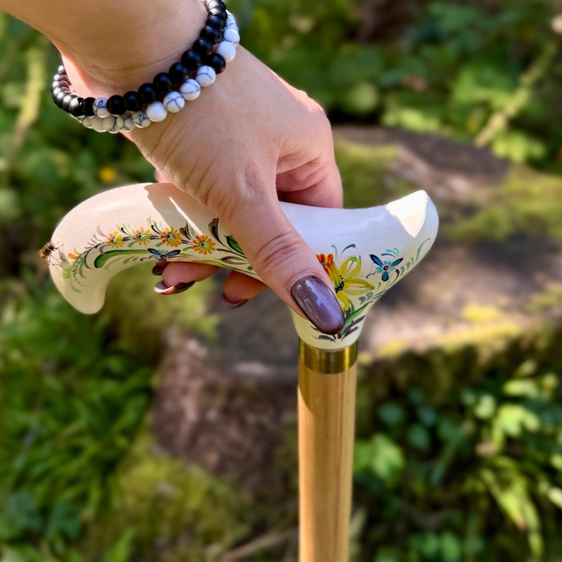 Classic Hand-painted walking stick - GCArtis - Classic Wooden Canes - Bronze, wood