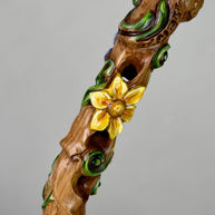Hand painted Walking cane - Flower field, Elegant light wood hand carved Walking Stick - GCArtis - Luxe Hand Painted Canes - Wood, Wooden