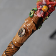 Hand painted Walking cane - Flower field, Elegant light wood hand carved Walking Stick - GCArtis - Luxe Hand Painted Canes - Wood, Wooden