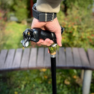 Hand Carved Horse Walking Cane – Black Painted Ash Wood Hiking Stick - GCArtis - Luxe Hand Painted Canes - wood, wooden, solid wood, hard wood, metal