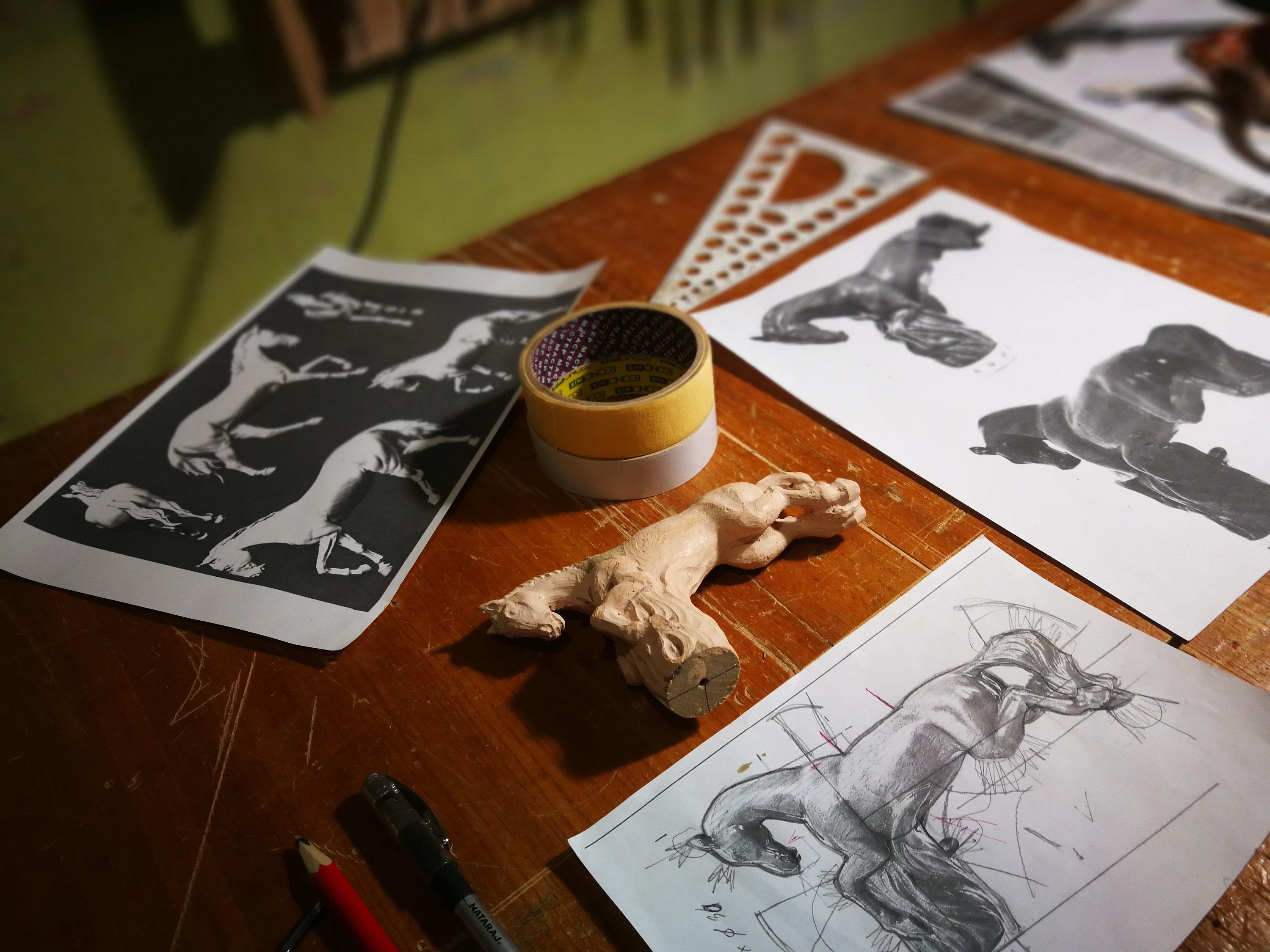 Hand Carved Horse Walking Cane – Black Painted Ash Wood Hiking Stick - GCArtis - Luxe Hand Painted Canes - wood, wooden, solid wood, hard wood, metal