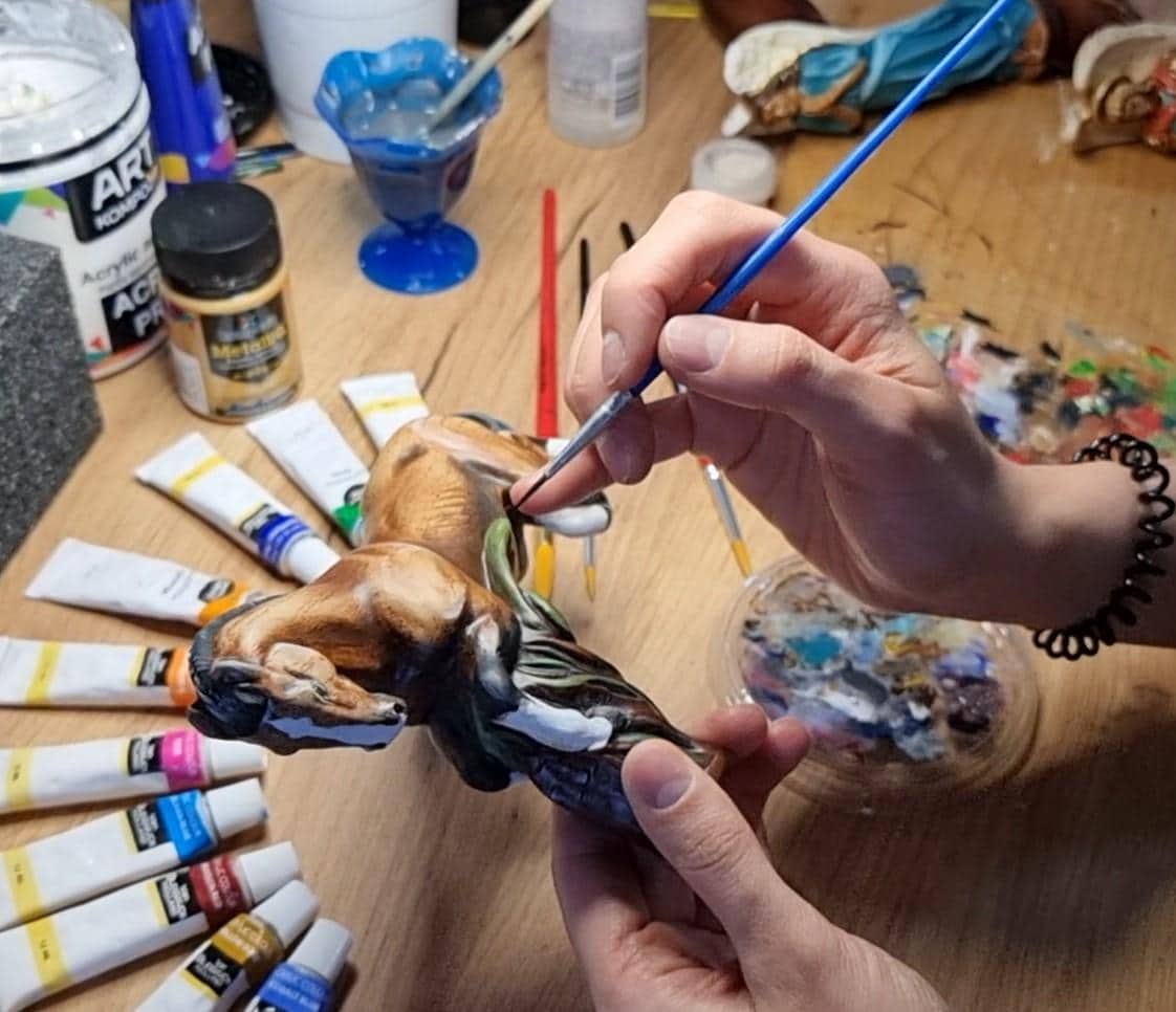 Hand Carved Horse Walking Cane – Black Painted Ash Wood Hiking Stick - GCArtis - Luxe Hand Painted Canes - wood, wooden, solid wood, hard wood, metal