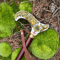 Celtic Walking Stick - Tree of Life trinity knot – Wooden Cane, Brass decor, Derby Handle - GCArtis - Classic Wooden Canes - Bronze, wood