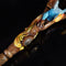 Fiery Phoenix bird Walking stick cane - Handcarved & handpainted Wooden staff in fantasy style - GCArtis - Luxe Hand Painted Canes - wood, Glass Crystalls, Metal