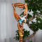 Fiery Phoenix bird Walking stick cane - Handcarved & handpainted Wooden staff in fantasy style - GCArtis - Luxe Hand Painted Canes - wood, Glass Crystalls, Metal