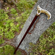 Celtic Walking Stick - Tree of Life trinity knot – Wooden Cane, Brass decor, Derby Handle - GCArtis - Classic Wooden Canes - Bronze, wood