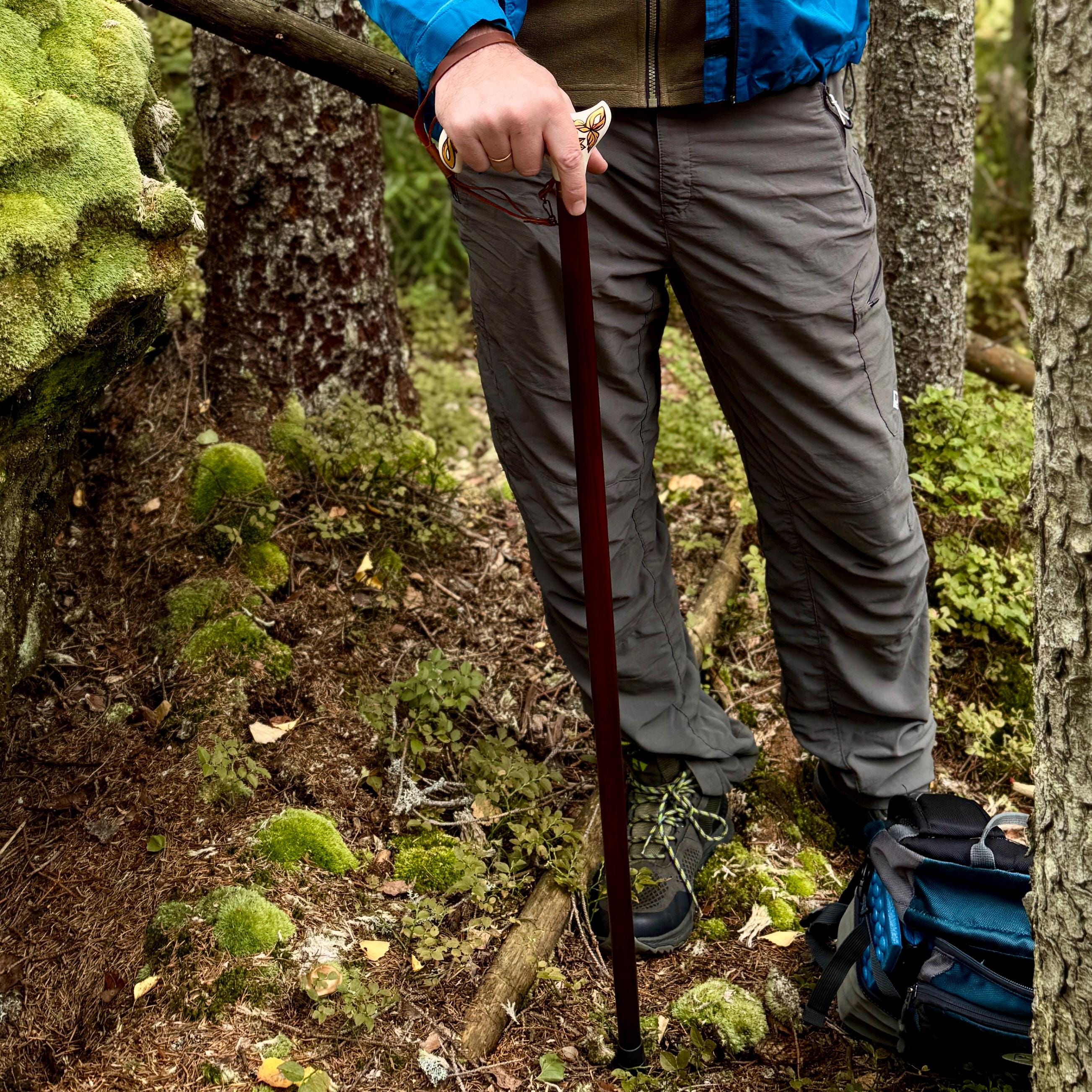 Celtic Walking Stick - Tree of Life trinity knot – Wooden Cane, Brass decor, Derby Handle - GCArtis - Classic Wooden Canes - Bronze, wood