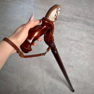 Hand Painted Pegasus Wood Carved Walking Stick Cane: Ergonomic Wooden Horse Head - GCArtis - Ergonomic Handle Canes - 