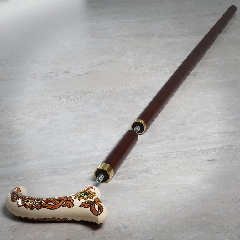 Wooden Cane Extension – Adds 3 Inches, Hardwood Brass Fitting - GCArtis - Parts for cane making - 