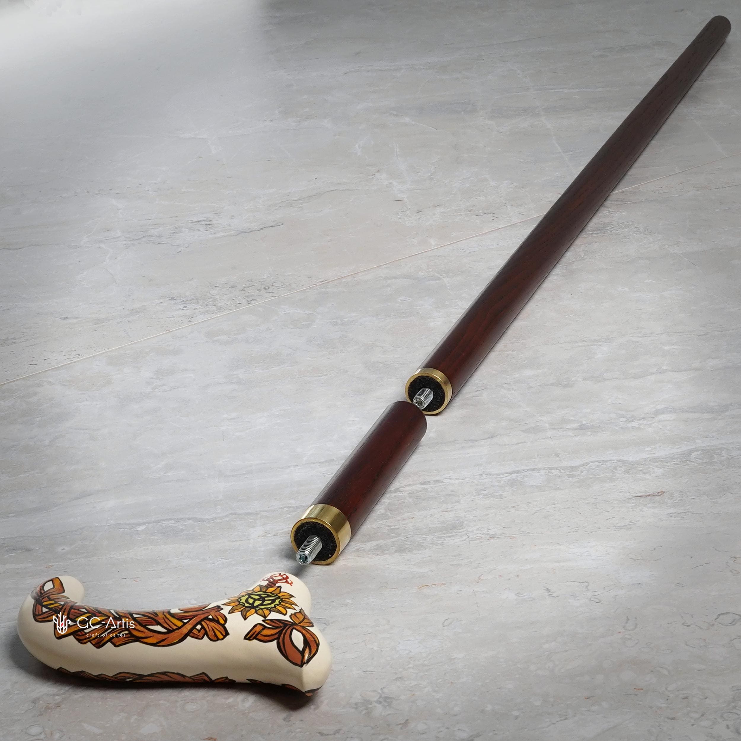 Wooden Cane Extension – Adds 3 Inches, Hardwood Brass Fitting - GCArtis - Parts for cane making - 
