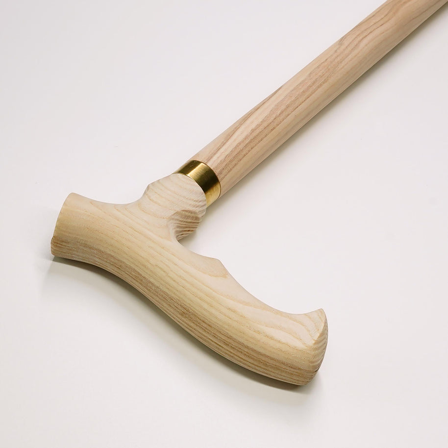 Unpainted Fritz Type Walking Cane DIY Kit: Ash wood Handle & Shaft, Facet - GCArtis - Parts for cane making - 