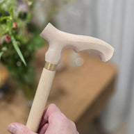 Unpainted Fritz Type Walking Cane DIY Kit: Ash wood Handle & Shaft, Facet - GCArtis - Parts for cane making - 