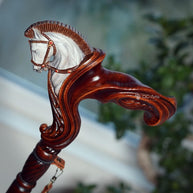 Hand Painted Pegasus Wood Carved Walking Stick Cane: Ergonomic Wooden Horse Head - GCArtis - Ergonomic Handle Canes - 