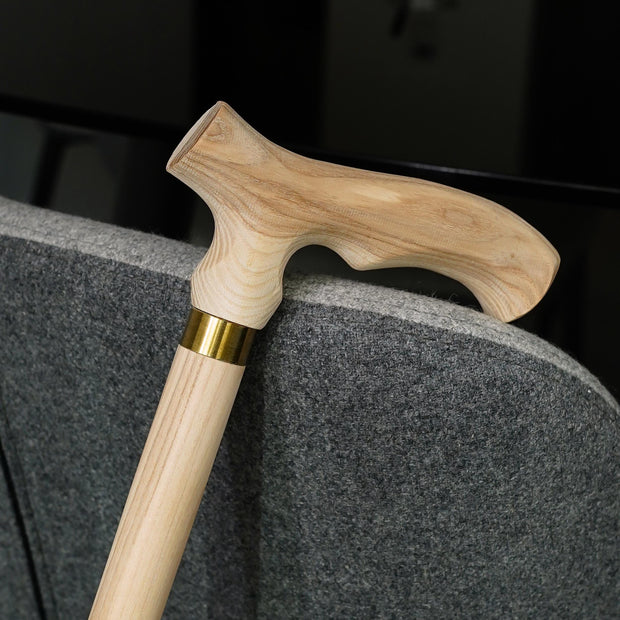 Unpainted Fritz Type Walking Cane DIY Kit: Ash wood Handle & Shaft, Facet - GCArtis - Parts for cane making - 
