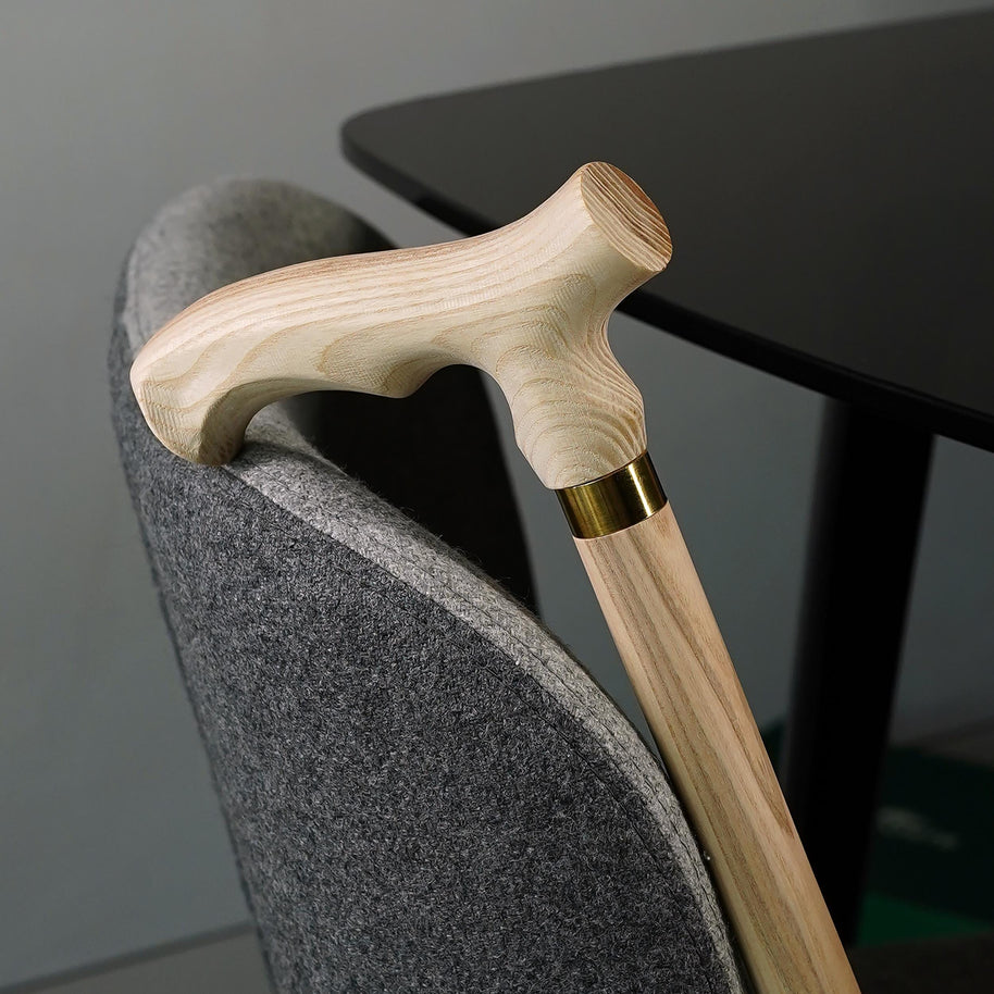 Unpainted Fritz Type Walking Cane DIY Kit: Ash wood Handle & Shaft, Facet - GCArtis - Parts for cane making - 