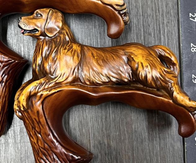 Custom painted wooden dog walking cane - GCArtis - - 