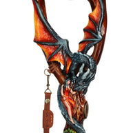 Hand Carved Oak Wood Walking Cane – Black Winged Dragon, Tree of Life Design - GCArtis - Lux Hand Painted Canes - 
