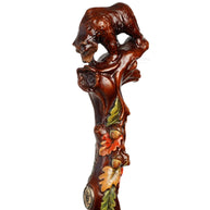 Hand Carved Bear Walking Staff, Hiking Stick: Wooden Cane for Wild Forest - GCArtis - Walking Stick Staff - 