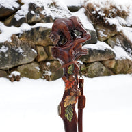 Hand Carved Bear Walking Staff, Hiking Stick: Wooden Cane for Wild Forest - GCArtis - Walking Stick Staff - 