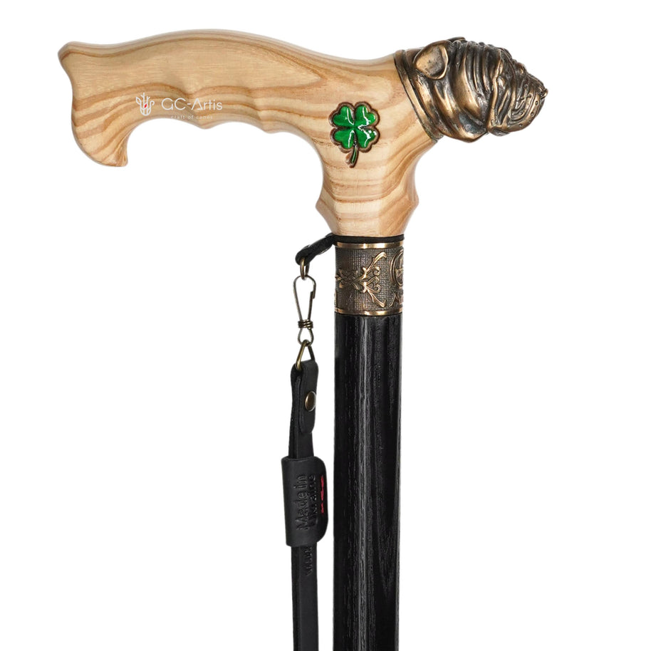Rottweiler Dog – Bronze & Wood Walking Cane - GCArtis - Solid Bronze Canes - Wood, Brass, Bronze