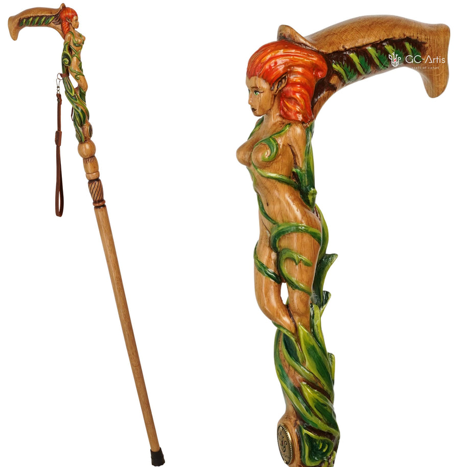 Forest Fairy Light Wood – Hand-Carved Wooden Walking Cane - GCArtis - Hand carved Wooden Canes - Wood, wooden, solid wood, hard wood