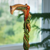 Forest Fairy Light Wood – Hand-Carved Wooden Walking Cane - GCArtis - Hand carved Wooden Canes - Wood, wooden, solid wood, hard wood
