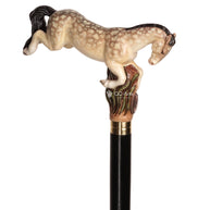 Galloping Champagne Dapple Gray Horse - Wooden Walking Cane Hand-Painted - GCArtis - Lux Hand Painted Canes - 