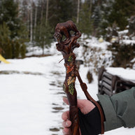 Hand Carved Bear Walking Staff, Hiking Stick: Wooden Cane for Wild Forest - GCArtis - Walking Stick Staff - 