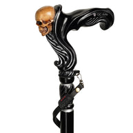 Skull Walking Cane - Ergonomic Wood Carved Gothic Cane - Black edition - GCArtis - Ergonomic Handle Canes - 