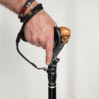 Skull Walking Cane - Ergonomic Wood Carved Gothic Cane - Black edition - GCArtis - Ergonomic Handle Canes - 