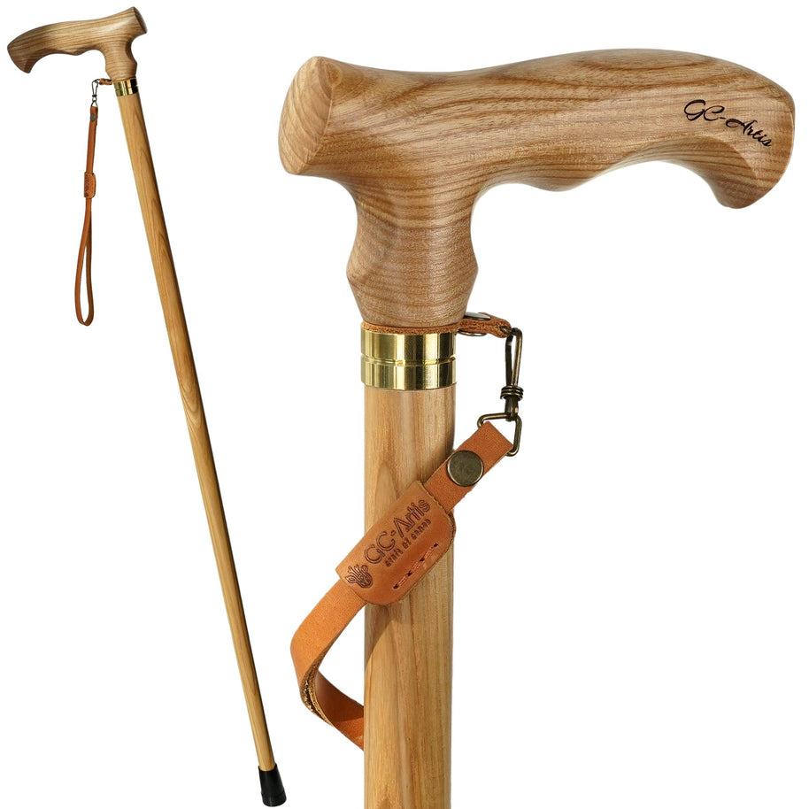 Yellow Wooden Walking Cane - Light weight Classic Fritz handle - GCArtis - Classic Wooden Canes - 