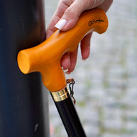 Yellow Wooden Walking Cane - Light weight Classic Fritz handle - GCArtis - Classic Wooden Canes - 