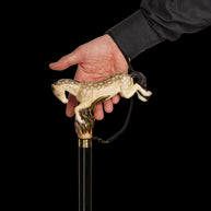 Galloping Champagne Dapple Gray Horse - Wooden Walking Cane Hand-Painted - GCArtis - Lux Hand Painted Canes - 